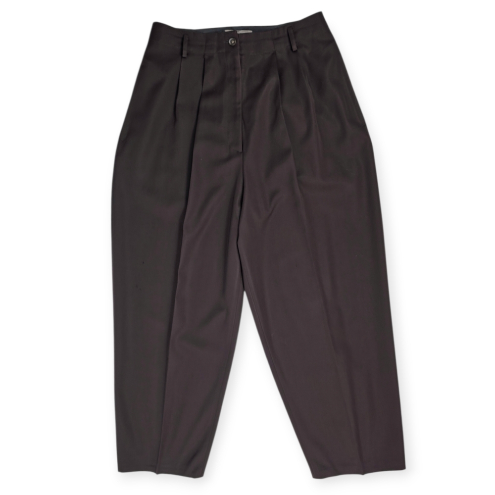 Yohji Yamamoto Wool Pleated Pants Distressed Brown France Size S As Is